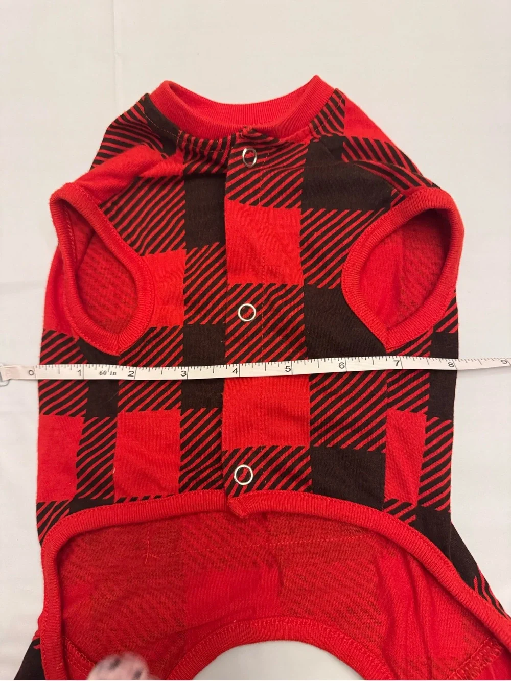 Homebody Red & Black Buffalo Plaid Dog Pajamas One Piece PJs Small Dog Up to 12